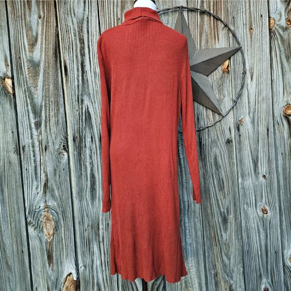 Ribbed Sweater Dress Asos Plus Size 22 Orange Knit Turtleneck Long Sleeve Cutout - Picture 4 of 9